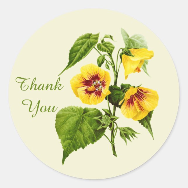 Cute thank you flowers classic round sticker (Front)