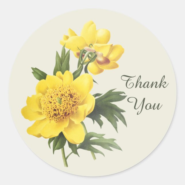 Cute thank you flowers  classic round sticker (Front)