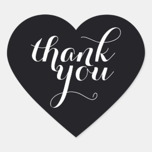 CUTE THANK YOU HEART SEAL modern simple black