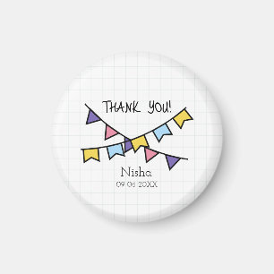 Cute Thank you kids line background with bunting  Magnet