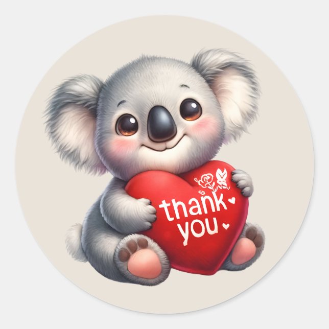 Cute Thank you Koala bear Classic Round Sticker (Front)