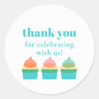 Cute Thank You Modern Whimsical Birthday Classic Round Sticker