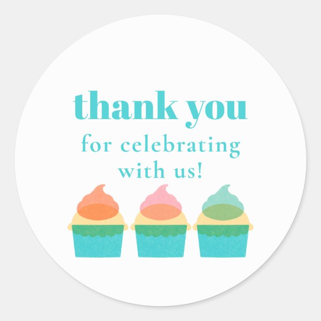 Cute Thank You Modern Whimsical Birthday  Classic Round Sticker (Front)