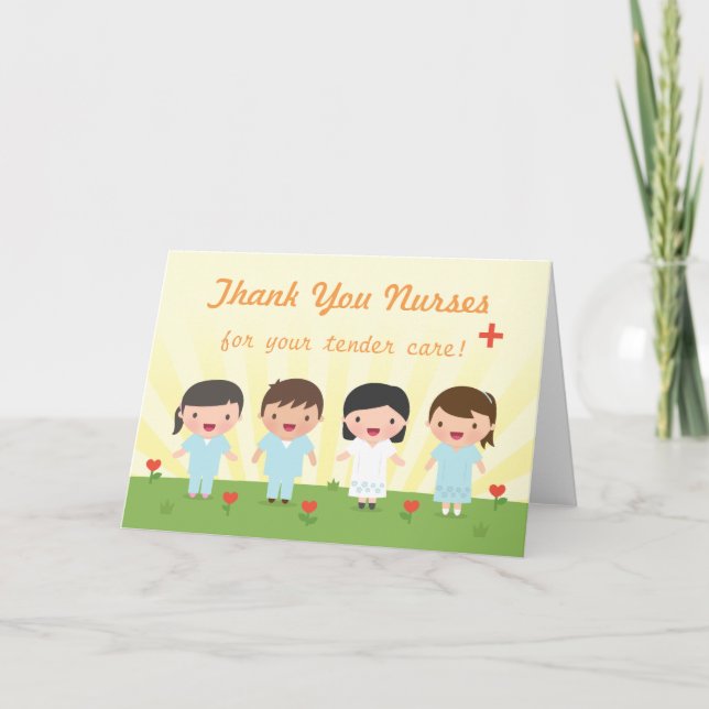 Cute Thank You Nurses Greeting Card (Front)