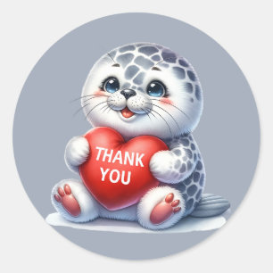 Cute thank you seal Classic Round Sticker