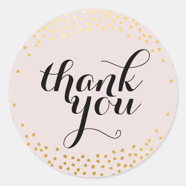 CUTE THANK YOU SEAL gold confetti blush pink (Front)