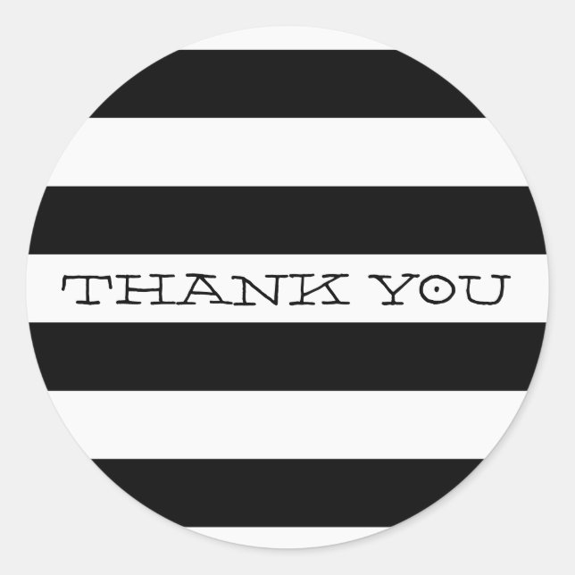 CUTE THANK YOU SEAL modern stripe simple black (Front)