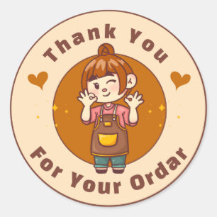 Cute Thank You Sticker Colourful and Elegant Desig
