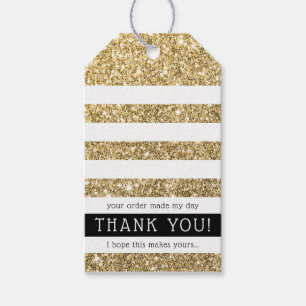 CUTE THANK YOU TAG modern stripe luxe gold glitter