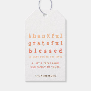 Cute Thankful Grateful Blessed Thanksgiving Treat Gift Tags