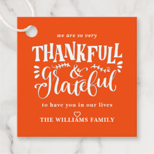 Cute Thankful Grateful Thanksgiving Treat Favour Tags
