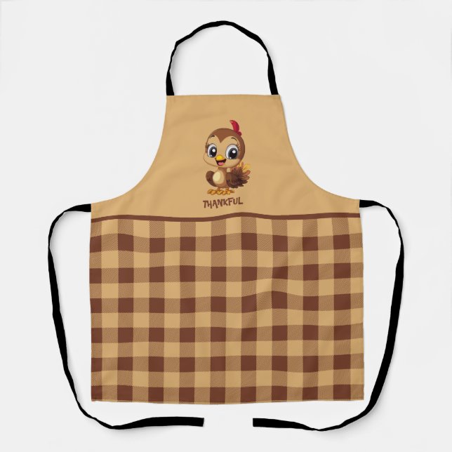 Cute Thankful Thanksgiving Turkey Apron (Front)