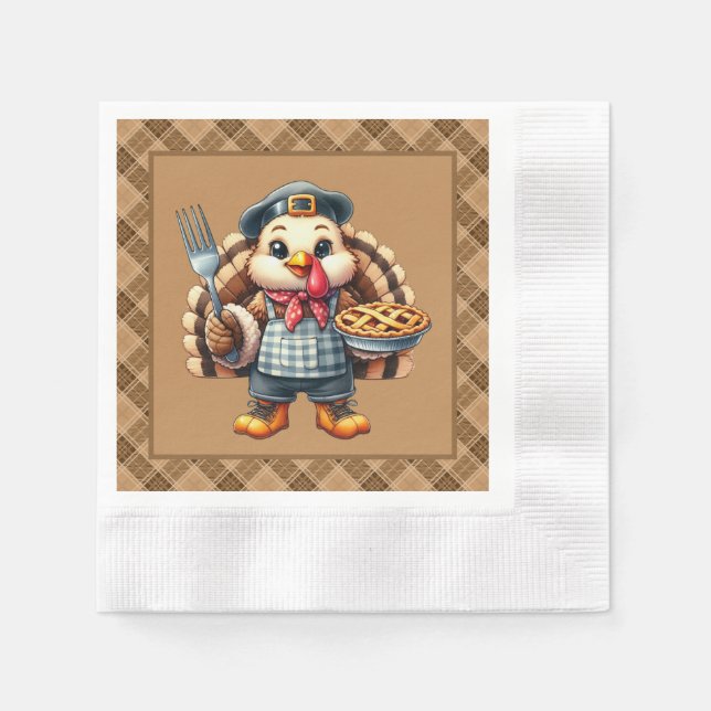 Cute Thanksgiving Cherry Pie turkey  Napkin (Front)