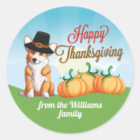 Cute Thanksgiving Corgi in Pilgrim Hat Custom
