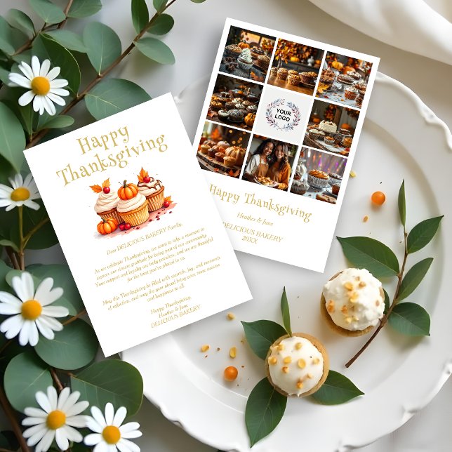 Cute Thanksgiving Cupcakes Collage 8 Photos  Holiday Card (Cute Thanksgiving Cupcakes Collage 8 Photos Collage 8 Photos Business Holidays Cards.)