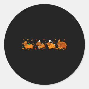 Cute Thanksgiving Dachshund Dogs Fall Gobble Prepp Classic Round Sticker