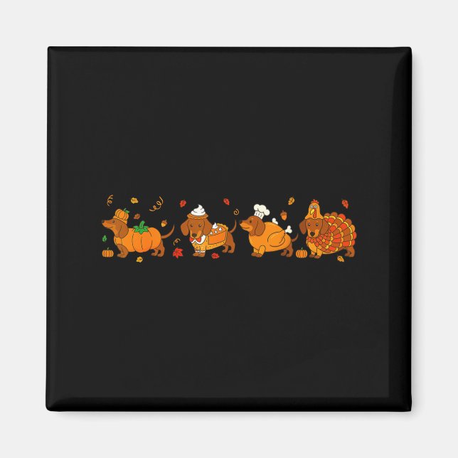 Cute Thanksgiving Dachshund Dogs Fall Gobble Prepp Magnet (Front)