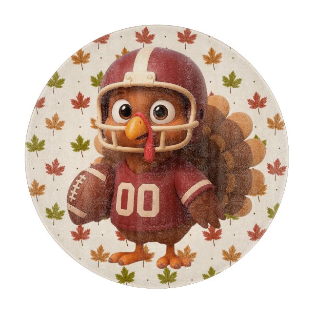 Cute Thanksgiving day football turkey Cutting Board (Front)