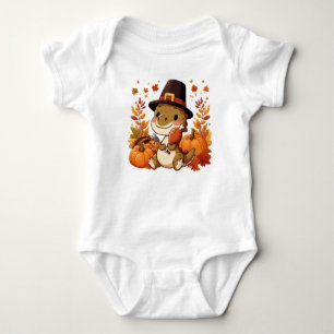 Cute Thanksgiving Dinosaur Baby Bodysuit