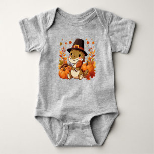 Cute Thanksgiving Dinosaur Baby Bodysuit