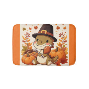 Cute Thanksgiving Dinosaur Bath Mat