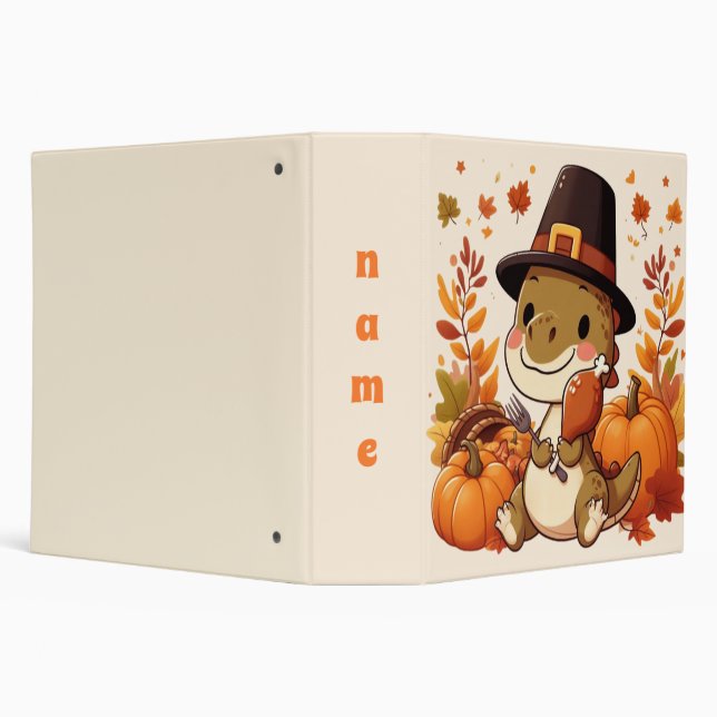 Cute Thanksgiving Dinosaur Binder (Background)