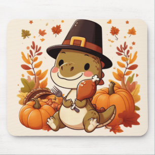Cute Thanksgiving Dinosaur Mouse Pad