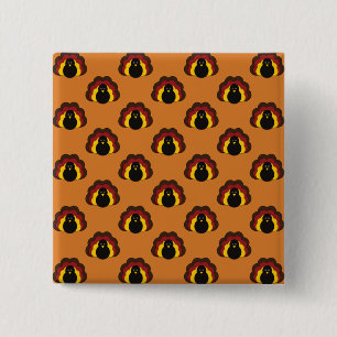 Cute Thanksgiving Fall Turkey Pattern 2 Inch Square Button
