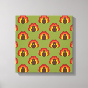 Cute Thanksgiving Fall Turkey Pattern Canvas Print