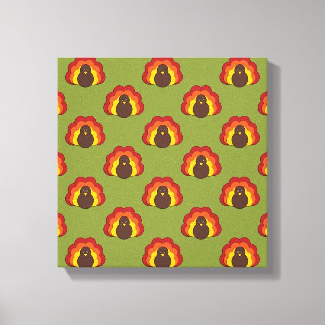 Cute Thanksgiving Fall Turkey Pattern Canvas Print (Front)