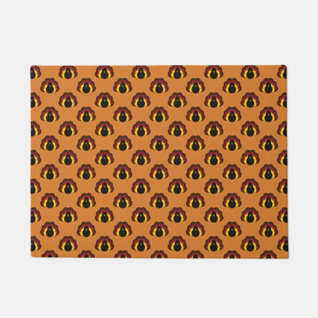 Cute Thanksgiving Fall Turkey Pattern Doormat (Front)