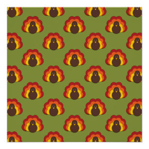 Cute Thanksgiving Fall Turkey Pattern Poster