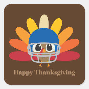 Cute Thanksgiving football turkey Square Sticker