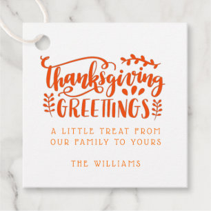 Cute Thanksgiving Friendsgiving Greetings Treat Favour Tags