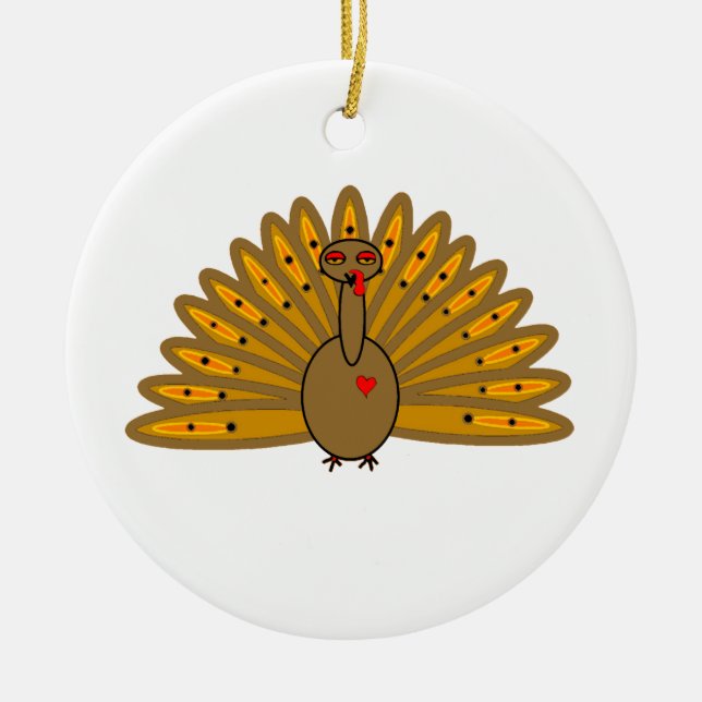 Cute Thanksgiving Friendsgiving Turkey Ceramic Ornament (Front)