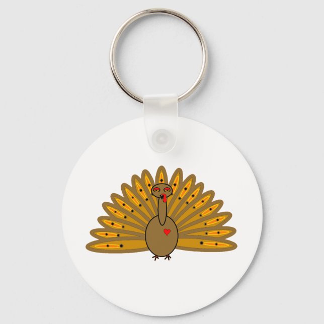 Cute Thanksgiving Friendsgiving Turkey Keychain (Front)