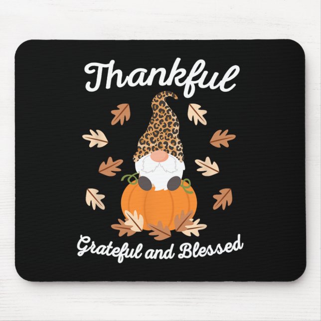 Cute Thanksgiving Gnome Leopard Gnomes Fall Pumpki Mouse Pad (Front)