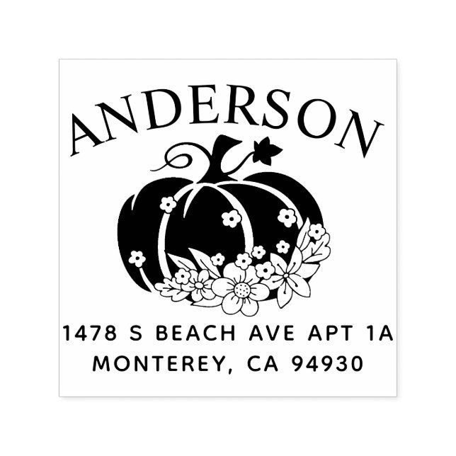 Cute Thanksgiving Halloween Pumpkin Fall Address Self-inking Stamp (Design)