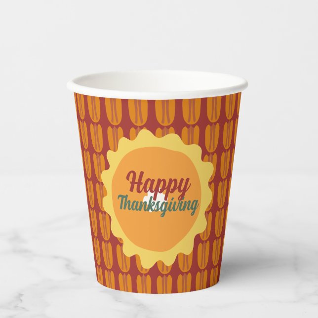 cute thanksgiving pecan pattern paper cups (Front)