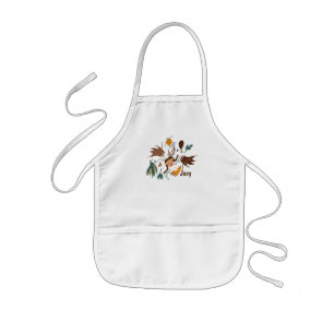 Cute Thanksgiving Pilgrim Fall Greenery Doodles Kids Apron