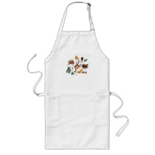 Cute Thanksgiving Pilgrim Fall Greenery Doodles Long Apron