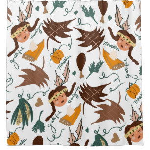 Cute Thanksgiving Pilgrim Girl Fall Greenery