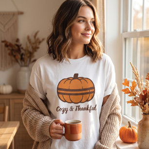 Cute Thanksgiving Pumpkin Cookie Cozy & Thankful T-Shirt