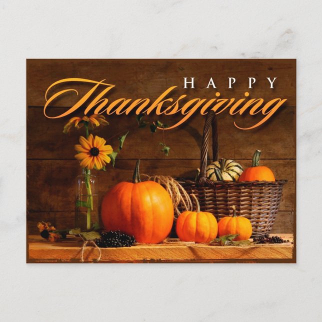 Cute Thanksgiving Pumpkin Holiday Postcard (Front)