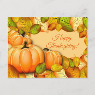 Cute Thanksgiving Pumpkin Holiday Postcard