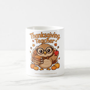 Cute Thanksgiving Teacher Owl Sweatshirt Coffee Mug