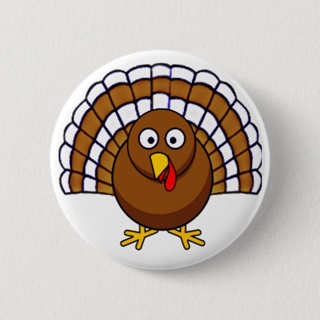 Cute Thanksgiving Turkey 2 Inch Round Button (Front)