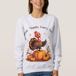 Cute Thanksgiving Turkey Autumn Pumpkins Scene Sweatshirt