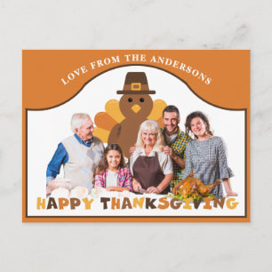 Cute Thanksgiving turkey backdrop group photo Postcard