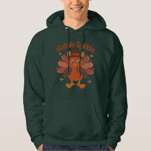 Cute Thanksgiving Turkey Cartoon – “Gobble Gobble” Hoodie
